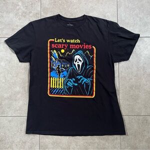 Scream Ghost Face Shirt Adults Large Black Let's Watch Scary Movies Horror